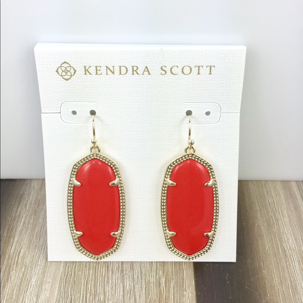 Kendra Scott Elle bright red gold earrings